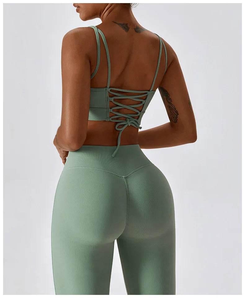 2PCS Seamless Yoga Set Gym Clothes Sportswear Yoga Suits For Women Fitness Rib Tracksuits Sports Bra Gym Leggings Sports Suits - Empire P.E