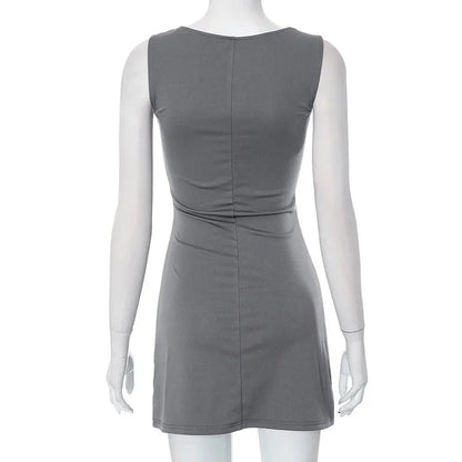 Woman Dress Sleeveless Knit Slim A-Line Female O-Neck Mini Dresses - Empire P.E