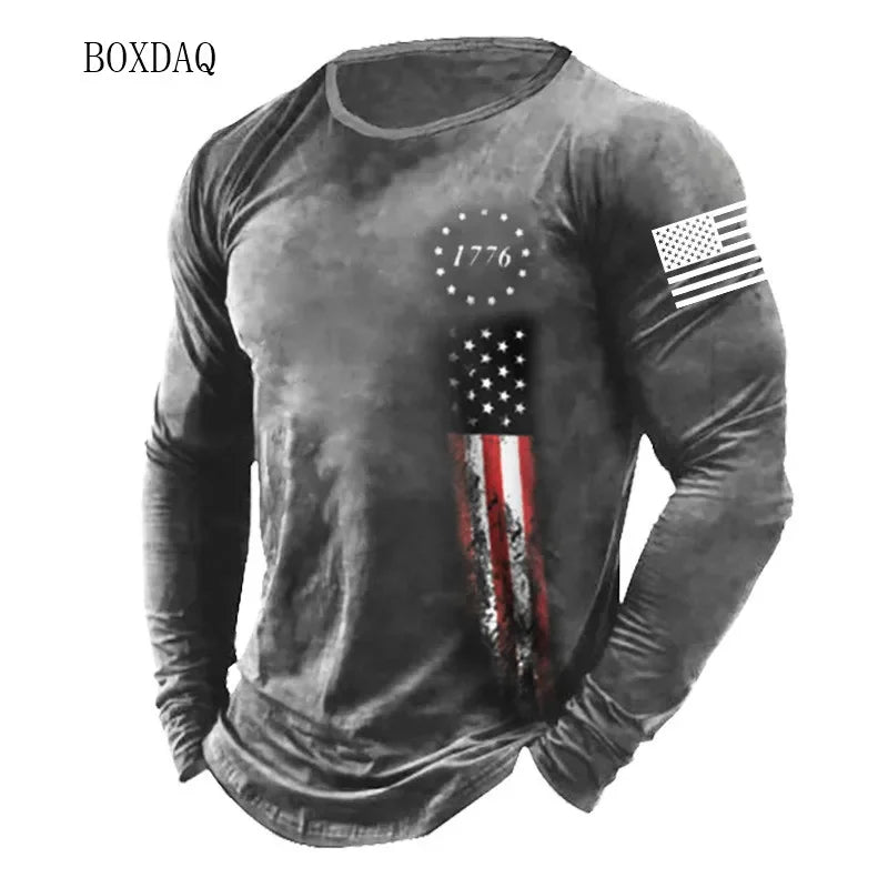 American Flag Pattern Men T-shirts Long Sleeve 3d Print - Empire P.E