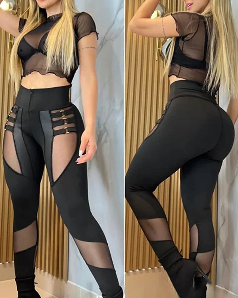 Women Solid Tight High Waist Slim Fit - Empire P.E