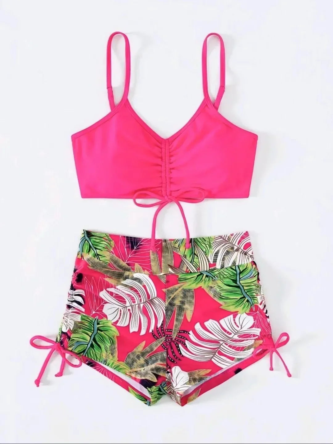 Women's Casual Drawstring Split High Waist Swimsuit 2025