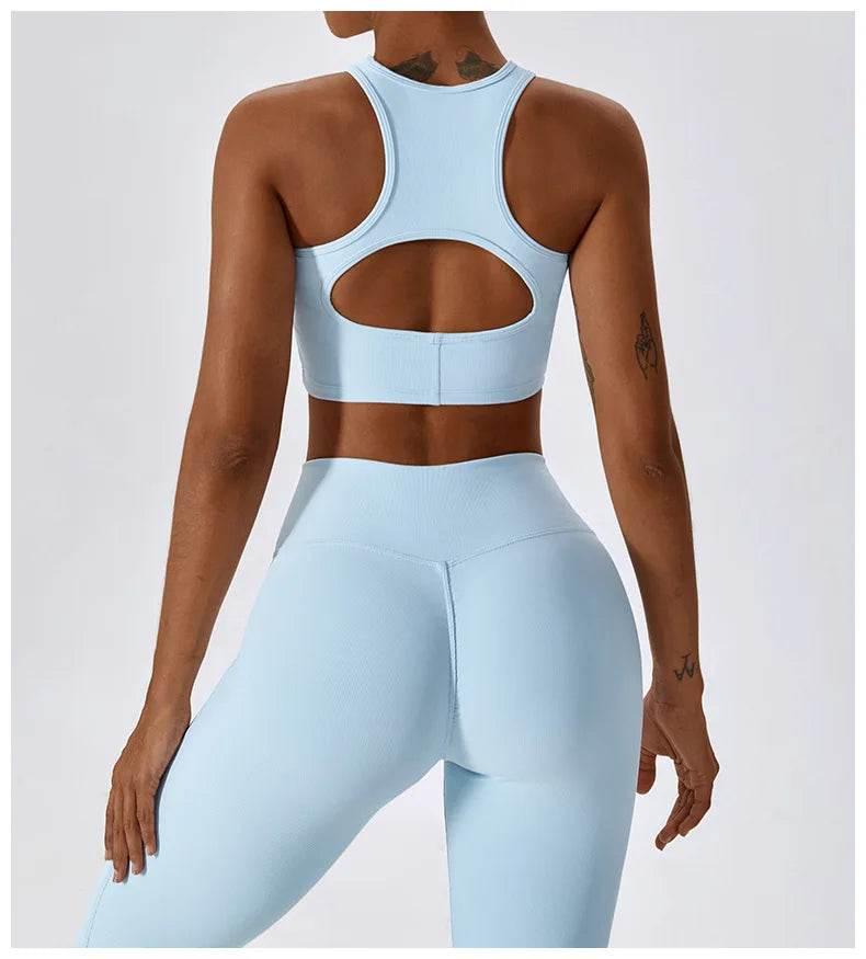 2PCS Seamless Yoga Set Gym Clothes Sportswear Yoga Suits For Women Fitness Rib Tracksuits Sports Bra Gym Leggings Sports Suits - Empire P.E