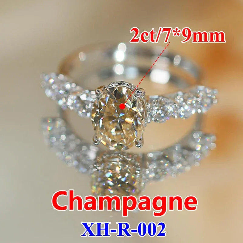 Women Moissanite Ring s925 Silver Oval Cut - Empire P.E