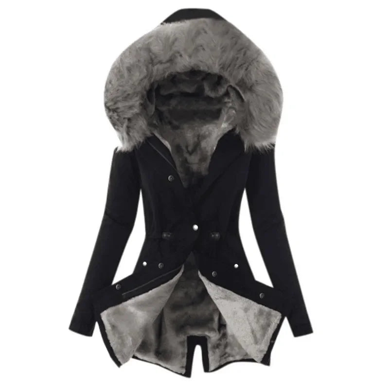 Women's Fur Hooded Coat - Empire P.E
