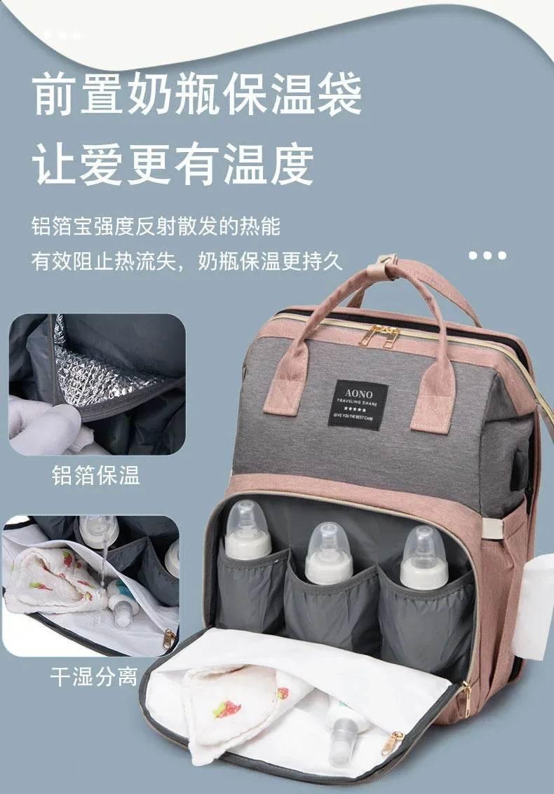 New Multifunctional Mother and Baby Bag Mom Bag Bottle Backpack Folding Sleeping Changing Bag Diaper Backpack - Empire P.E