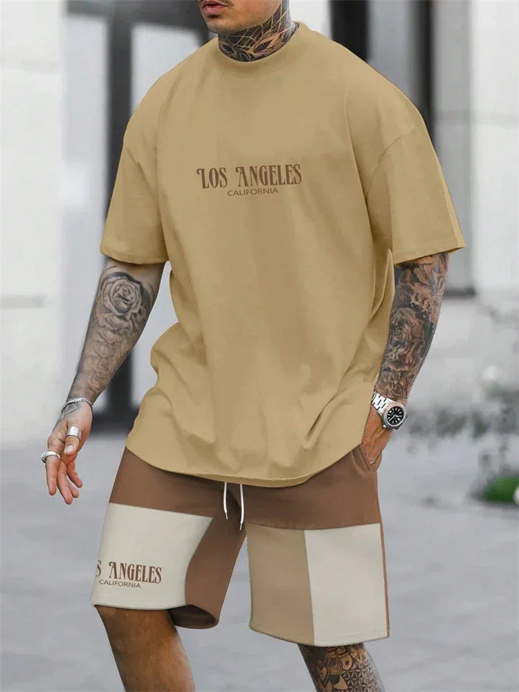 Summer Men Short Sleeved Drawstring Shorts Tracksuit - Empire P.E