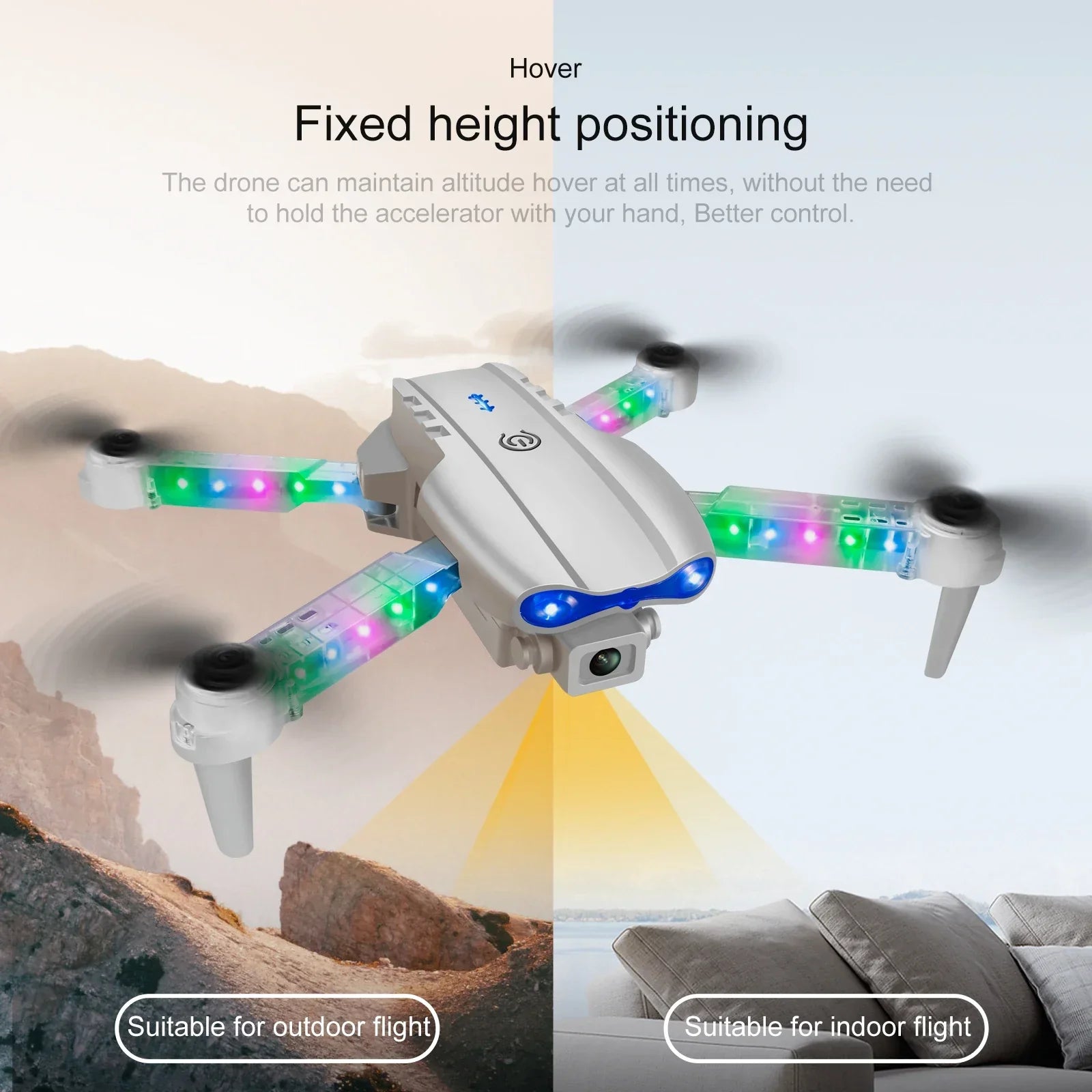 White Gray E88E99 Lighting Screen Control Mini Drone Dual Camera - Empire P.E
