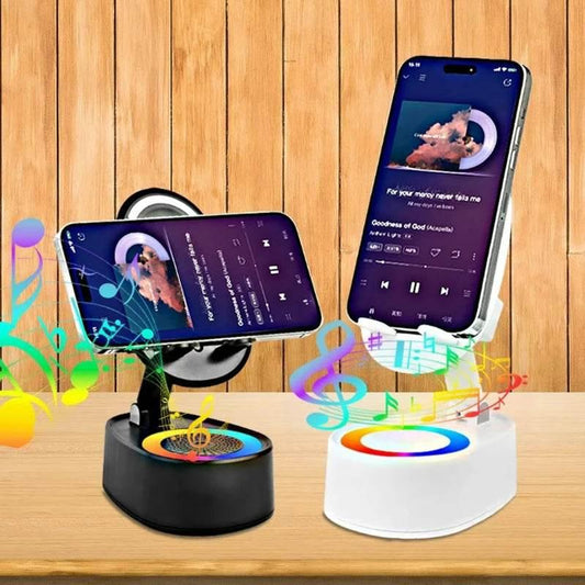 Wireless Speaker with Colorful Ambient Light 360°rotatable Adjustable FoldingLift-non-slip Phone Holder 5.3 HDSurround Subwoofer - Empire P.E