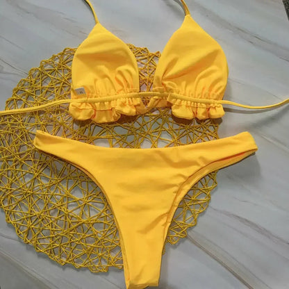 Sexy Bandage Top Thong Bottom 2 Pieces Set - Empire P.E