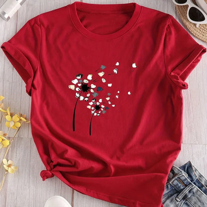 2024 New Women's Flower Print Party T-shirt