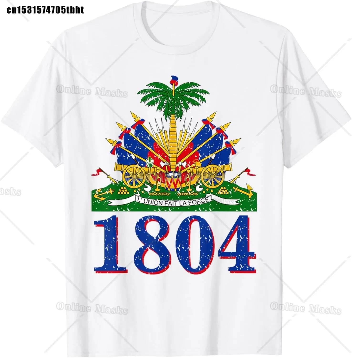 Haitian Coat of Arms Haiti Emblem Symbol Vintage T Shirts Cotton Streetwear Short Sleeve Birthday Gifts Summer Mens Clothing - Empire P.E