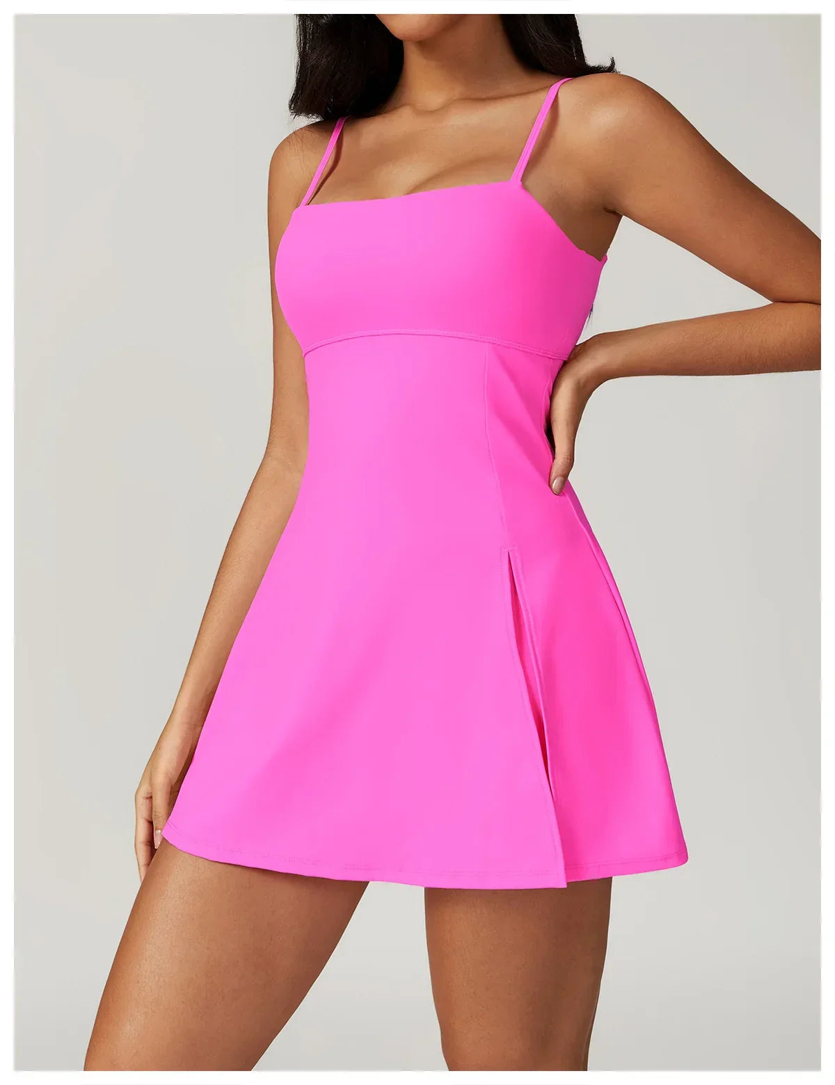 Skinny One-piece Tennis Dress Outdoor Slim-fit Shock-proof Hollow Out Backless Running Fitness Yoga Clothes Tights Tennis Skirt - Empire P.E