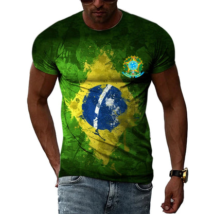Brazilian Flag 3D Print T-shirts Summer Men Woman Short Sleeve Casual Tees Fashion Streetwear Harajuku T Shirt Kid Tops Clothing - Empire P.E