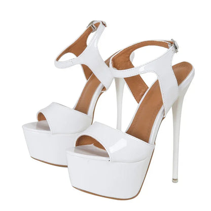Liyke Big Size 45 46 Leather Super High Heels Platform Sandals - Empire P.E