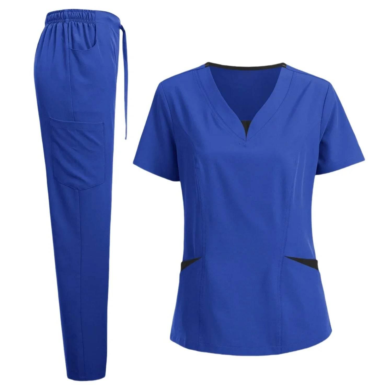 Scrub Set for Women Nurse V Neck Plus Size Scrubs Tops and Pants - Empire P.E