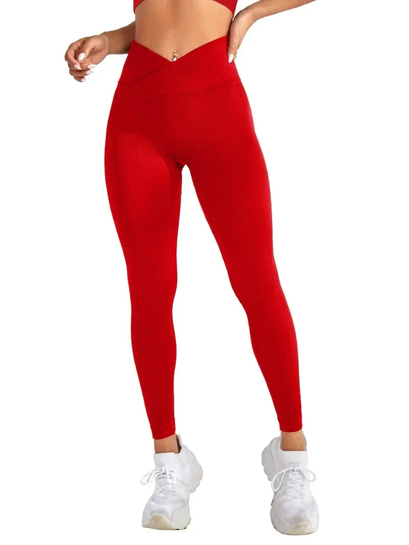 Women Sports Leggings V-waist Elastic Peach Buttocks Fitness Pants - Empire P.E
