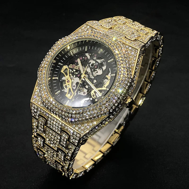 Men's Luxury Full Ice Out  Hip Hop Tourbillon Watches