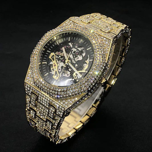 Men's Luxury Full Ice Out  Hip Hop Tourbillon Watches