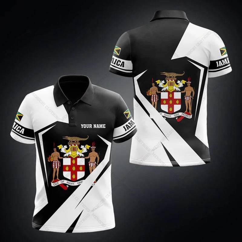 Jamaica Flag & Coat of Arms Customized Polo Shirt Summer Casual Streetwear Men's Fashion Loose Jersey Plus Size Sportswear - Empire P.E