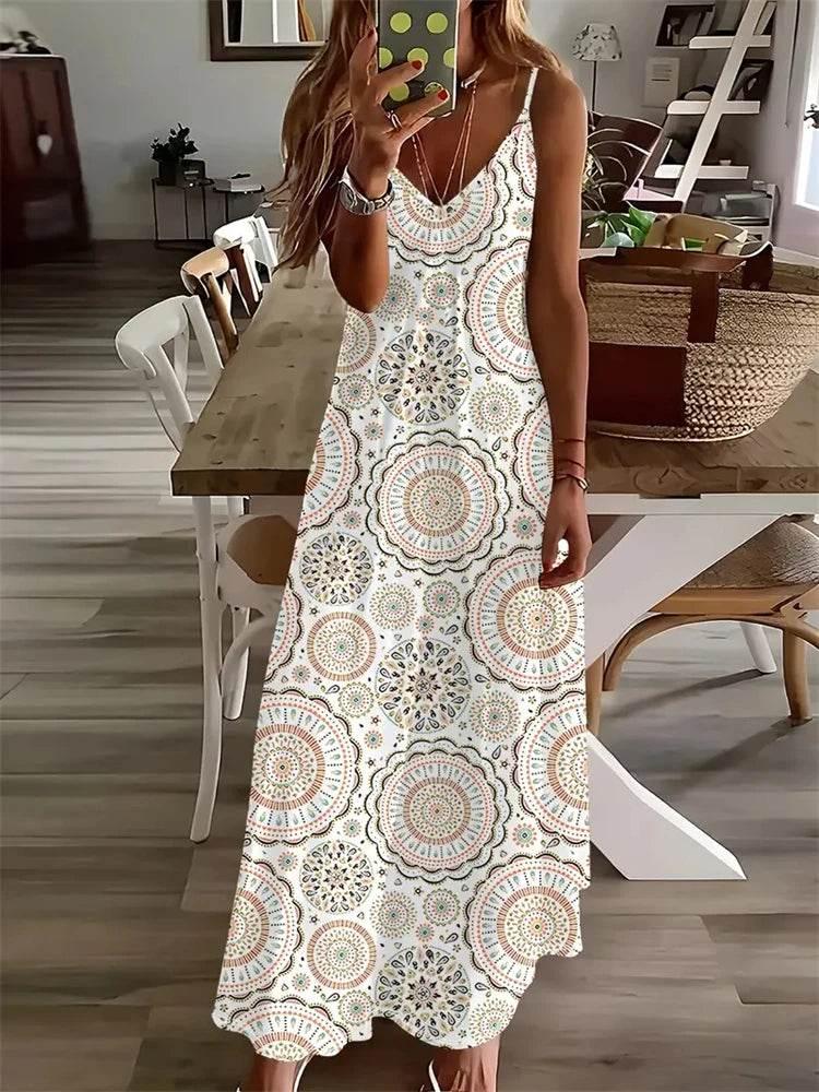 Sleeveless Vest Dress 2024 Summer V-Neck Ladies Loose Halter Dress - Empire P.E
