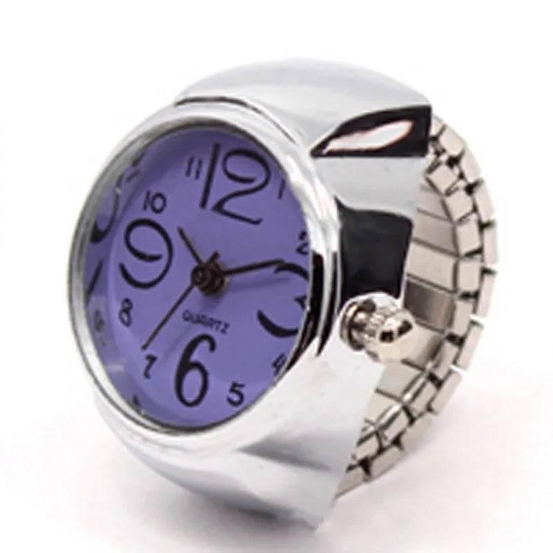Vintage Punk Finger Watch Mini Elastic Strap Alloy Watches Couple Rings Jewelry Clock Retro Roman Quartz Watch Rings Women Men - Empire P.E