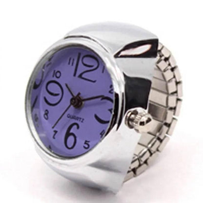 Vintage Punk Finger Watch Mini Elastic Strap Alloy Watches Couple Rings Jewelry Clock Retro Roman Quartz Watch Rings Women Men - Empire P.E