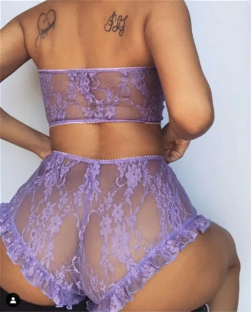 Women's Lace Lingerie Exotic Babydoll Teddies Set - Empire P.E