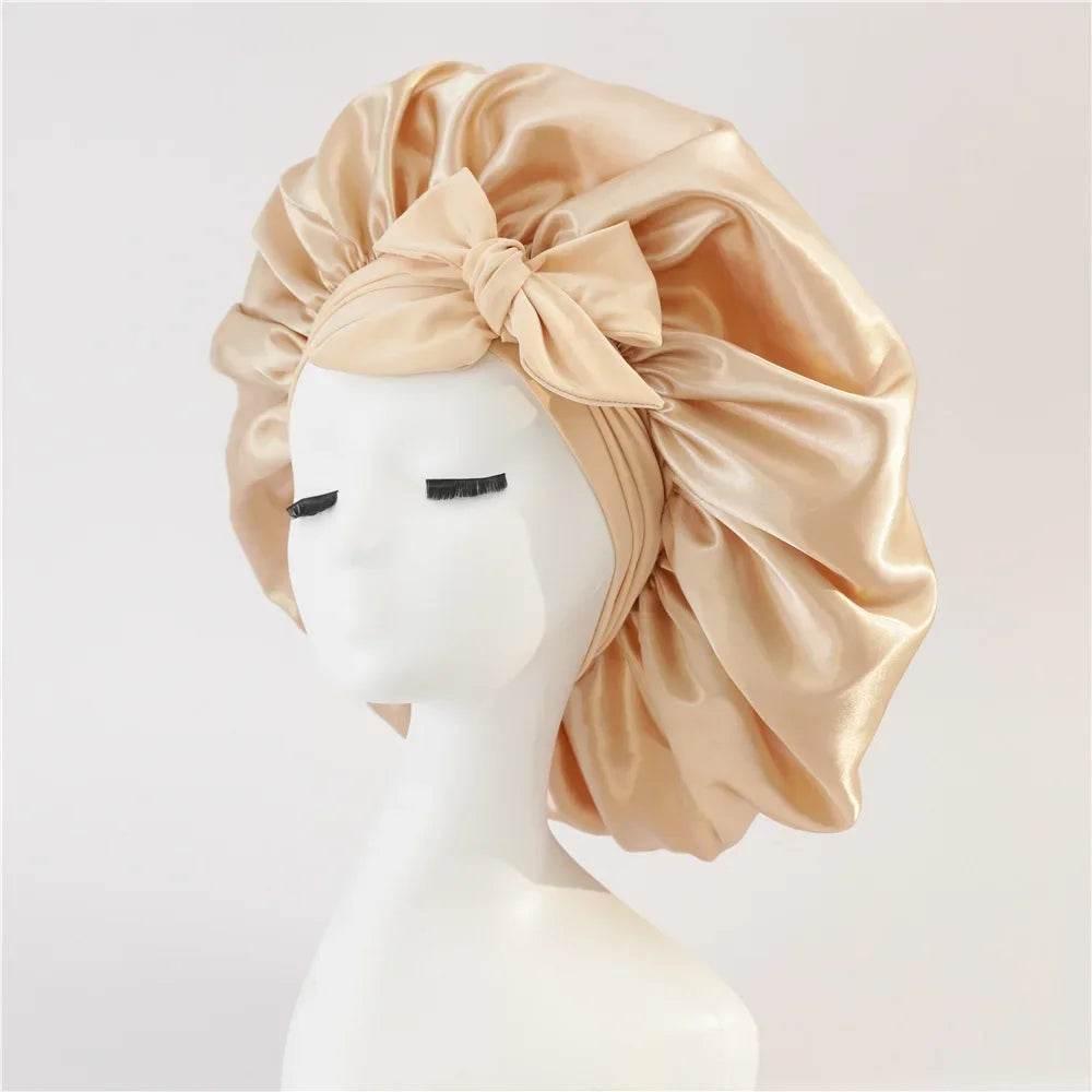 Adjustable Satin Silk Bonnet with Tie Band for Women - Empire P.E