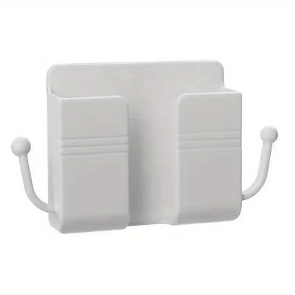 1pc Adhesive Wall Mount Phone Holder With Hooks, Storage Box ForMobile Phone Remote Control, Storage Box For Bedroom, Kitchen,Ba - Empire P.E