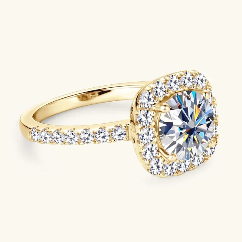 8mm 2ct Moissanite Halo Ring Certified 925 Sterling Silver - Empire P.E
