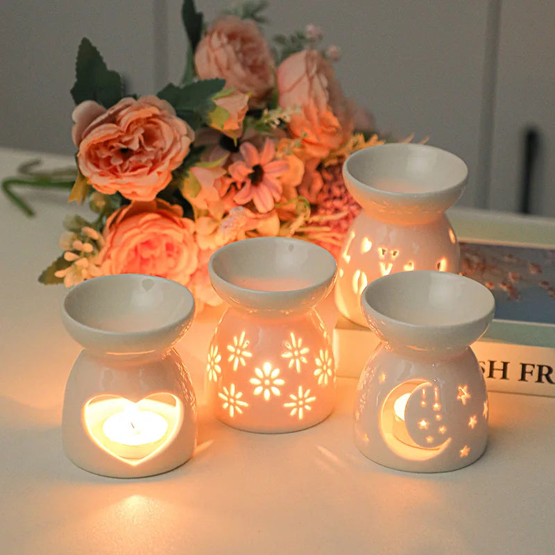 White Ceramic Incense Burner Candle Essential Oil Diffuser