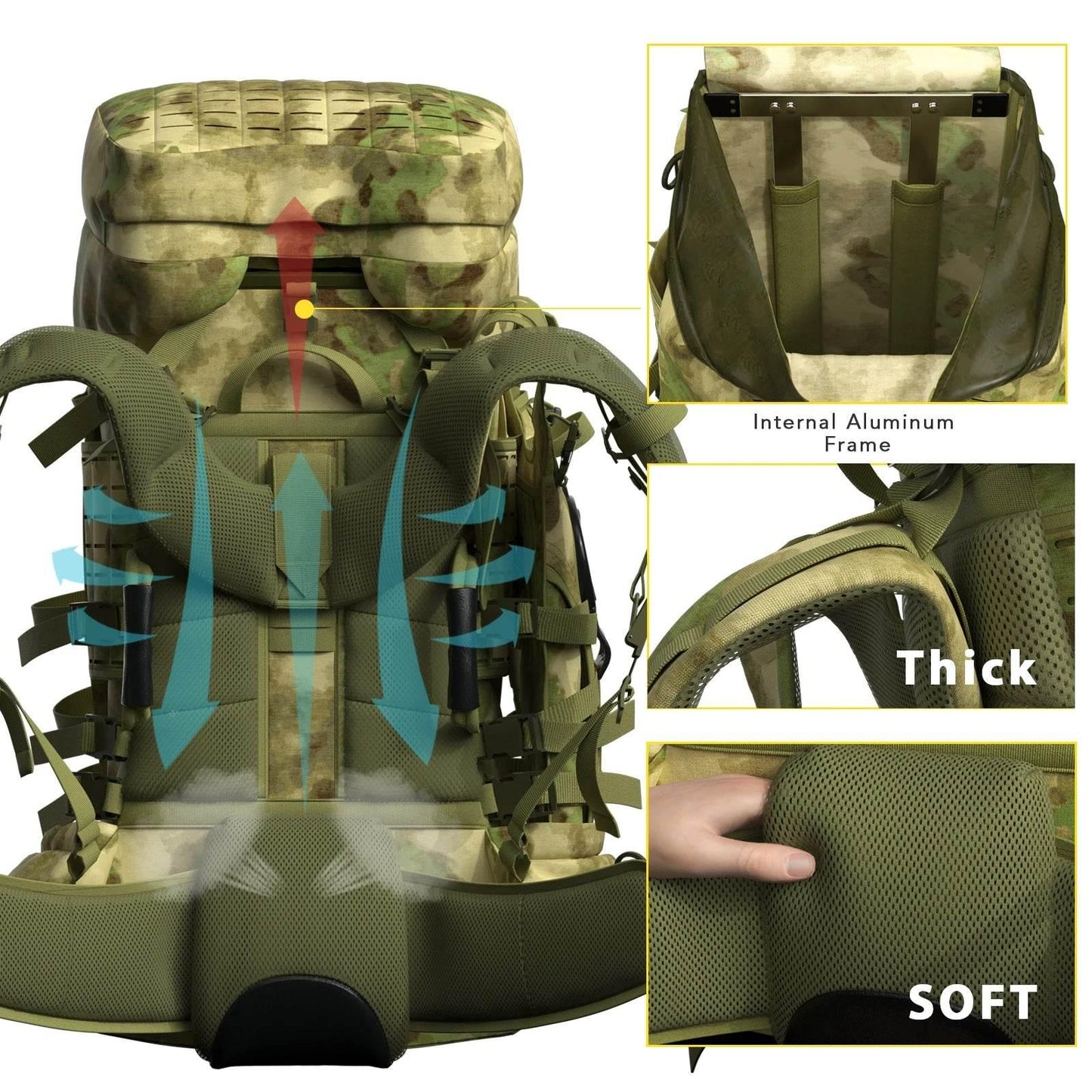 Military ILBE Army Large Rucksack with Detacheable Tactical Assault Backpack - Empire P.E
