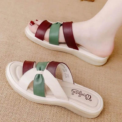 Slides Leather Low Heel Women's Slippers And Ladies Sandals Roman Flip Flops Shoes Eva 2024 Trend Korea Style Top Designs Luxury - Empire P.E