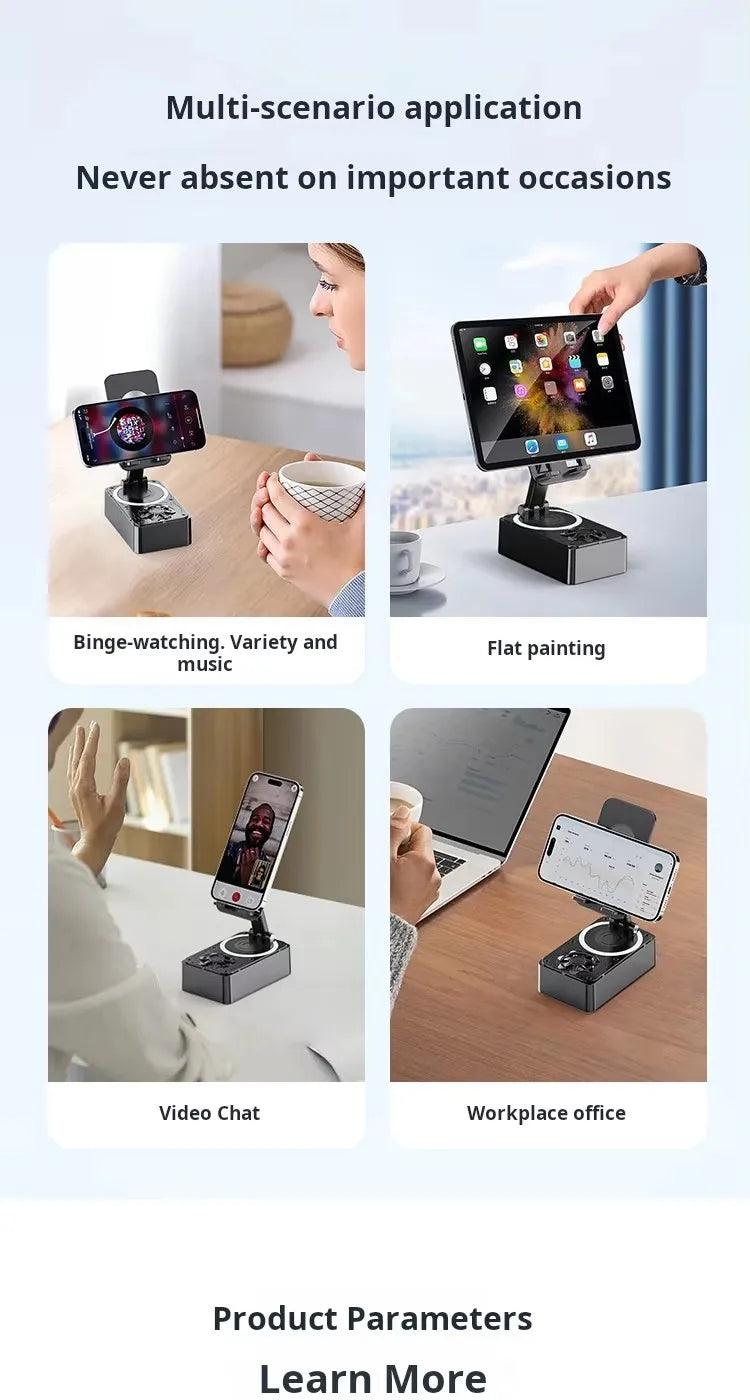 New Cell Phone Holder Stand With Bluetooth Speaker Adjustable Desktop Live Lazy Tablet Bracket Support Portable Wireless Speaker - Empire P.E