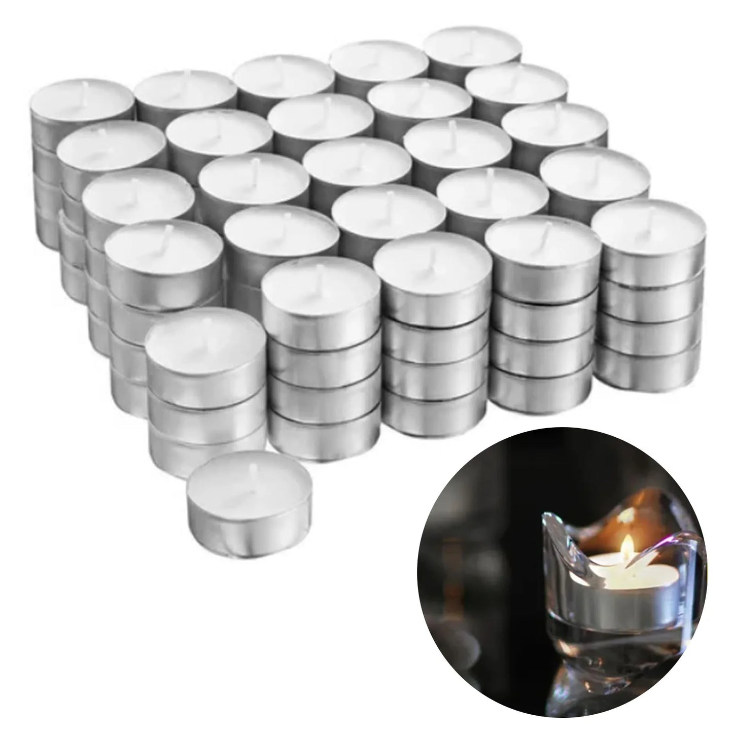 100 Packs Unscented Tea Lights Candles 4 Hour Smokeless