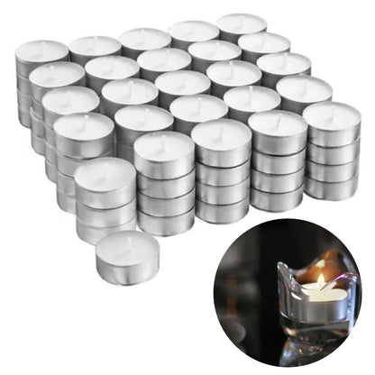 100 Packs Unscented Tea Lights Candles 4 Hour Smokeless