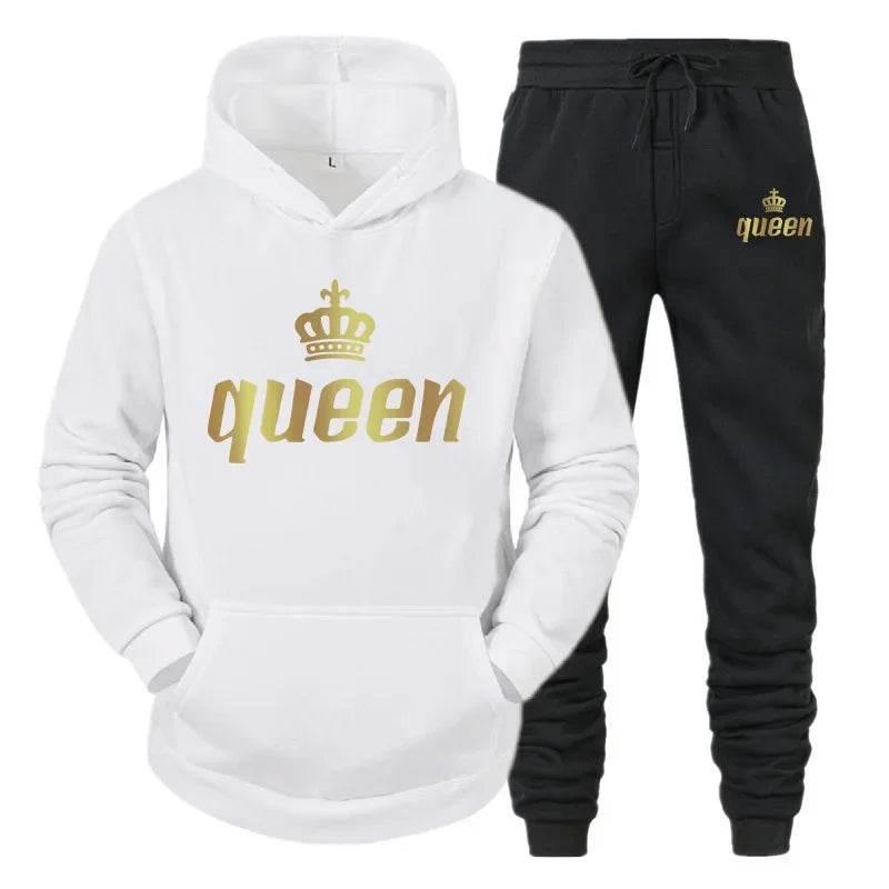King And Queen Couple Outfit Hoodie and Jogger Pants High Quality Men Women Daily Casual Sport Jogging Suit King Queen Tracksuit - Empire P.E