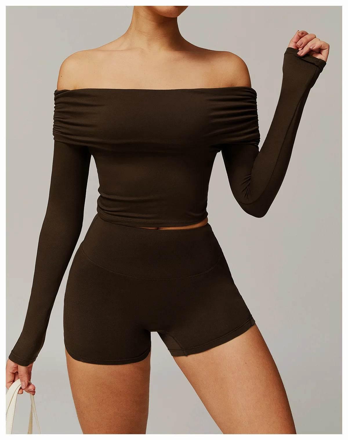 Sexy Yoga Long Sleeve Slim Fit Fitness Yoga Shirts Crop Top Women's Quick-drying Sport Tops Running Workout Women Gym Clothing - Empire P.E