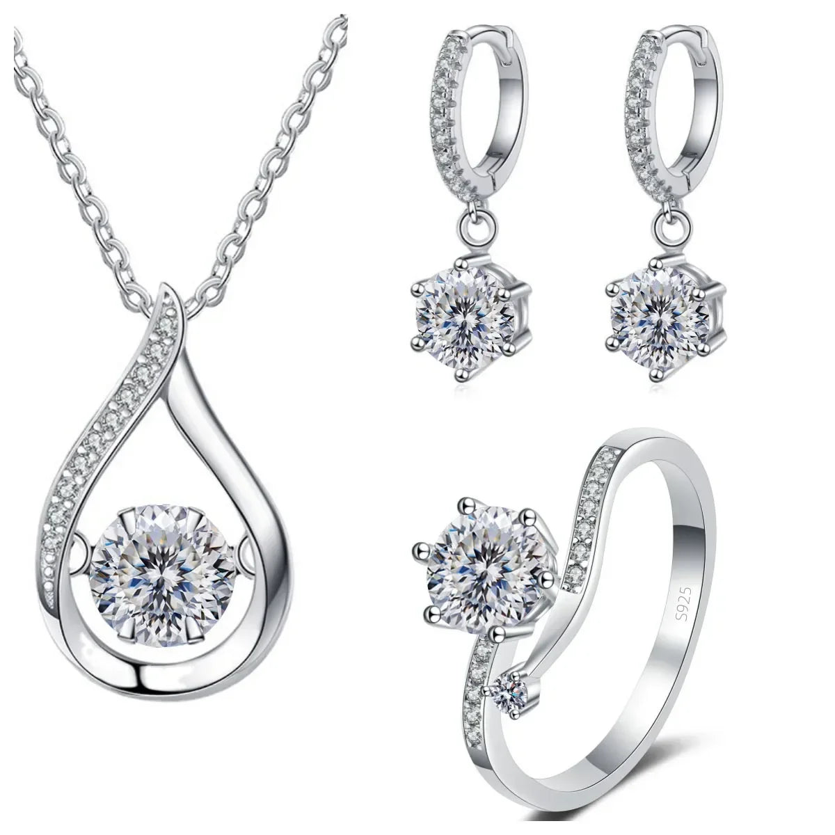 Real 925 Silver Moissanite Jewelry Set - Empire P.E