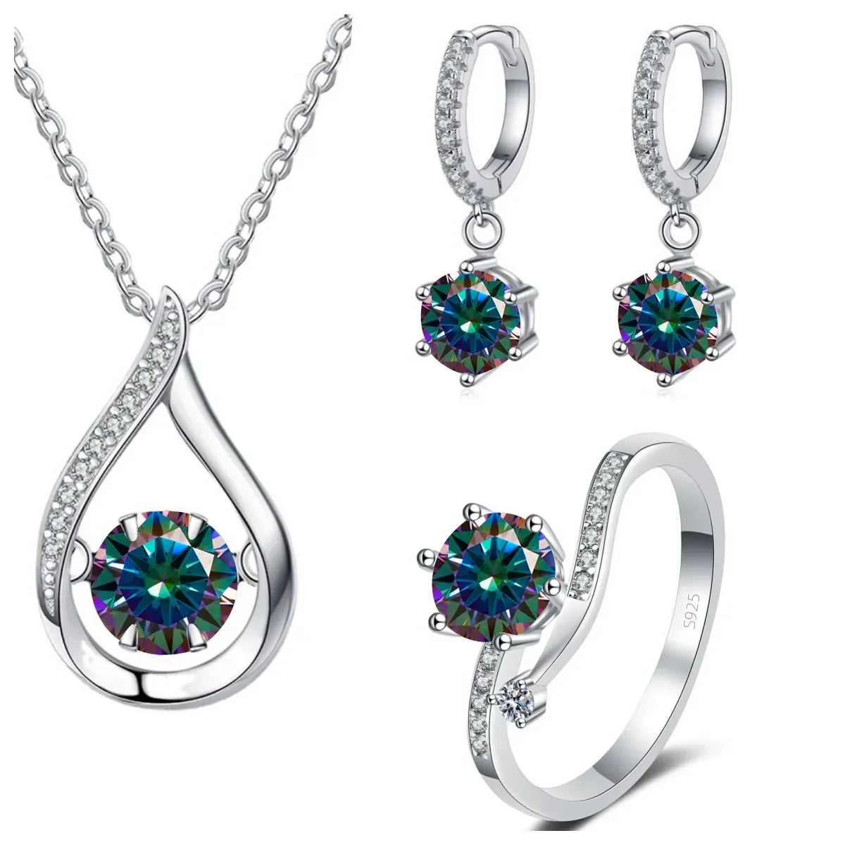 Real 925 Silver Moissanite Jewelry Set - Empire P.E