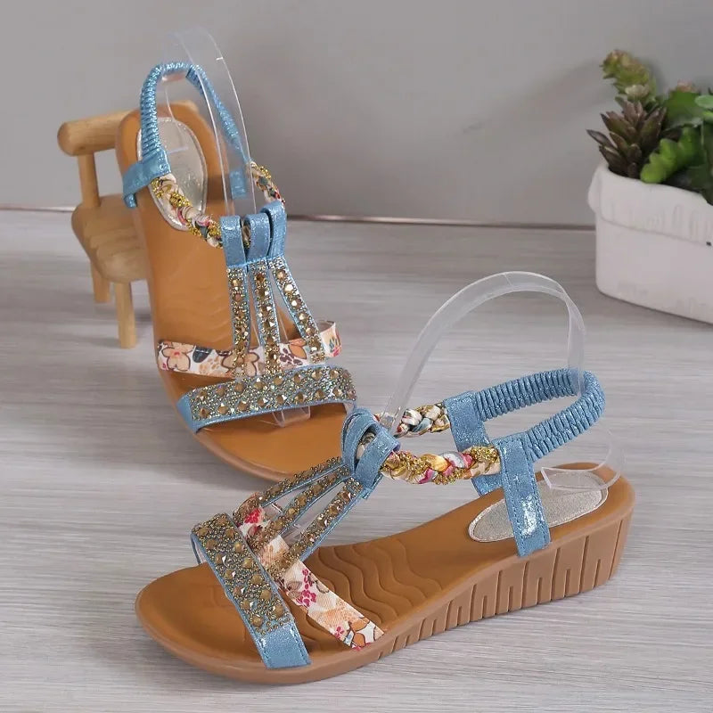 Women's Summer Bohemia Rhinestones Casual Platform Sandals