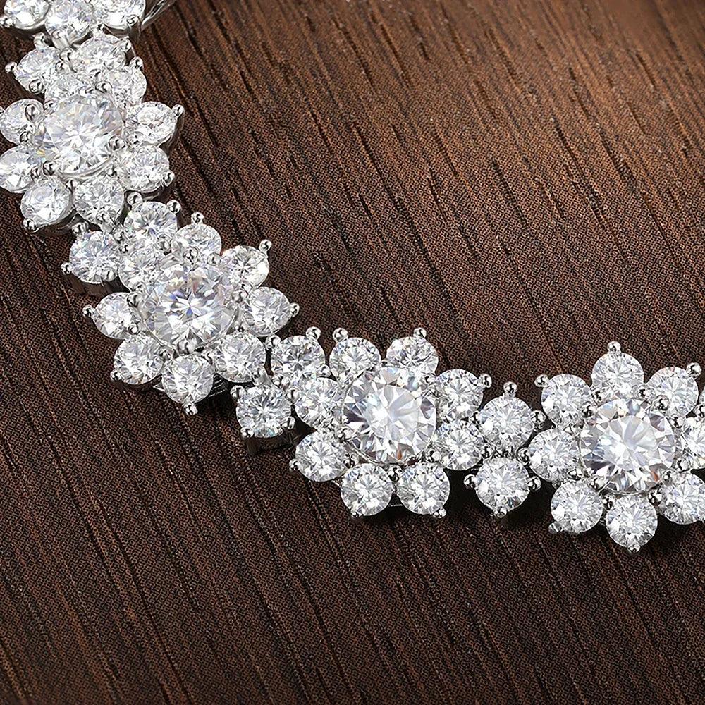 Luxury Flower Moissanite Jewelry Set 925 Sterling Silver Lab Diamond - Empire P.E