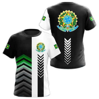 Brazil Flag Soccer 3D Harajuku Print Men's Children Sports Casual Short Sleeve Crew Neck Even Size Summer Jersey Comfortable - Empire P.E