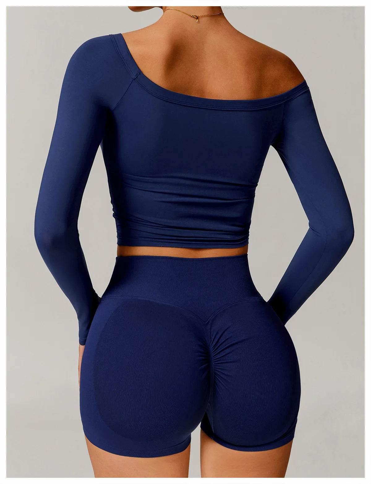 Women Yoga Shirts Crop Tops Long Sleeves Shirts for Women Yoga Sports Fitness Gym Clothing Running Workout Tops Sports Shirts - Empire P.E