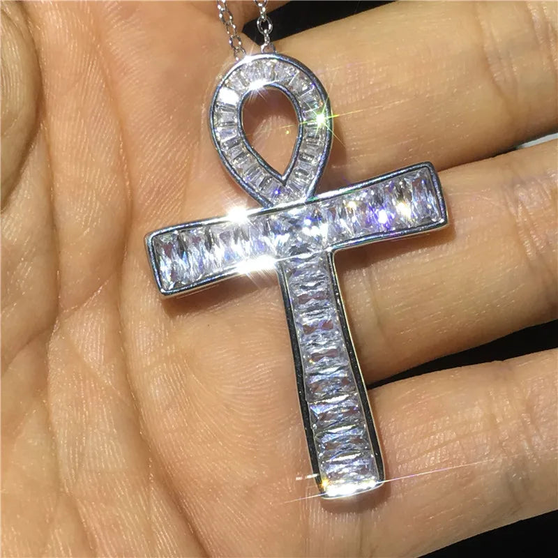 Luxury 925 Sterling Silver Cross Pendant Necklace