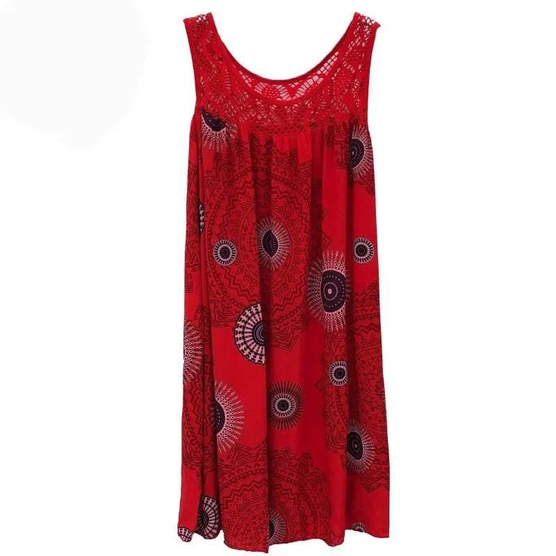 Women's clothing summer sleeveless camisole dress lace print sleeveless large swing loose sexy dress long skirt plus size - Empire P.E