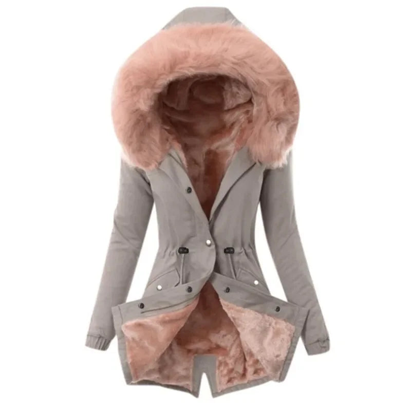 Women's Fur Hooded Coat - Empire P.E