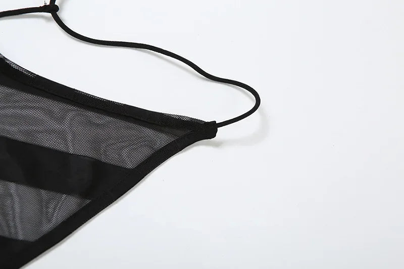 Mesh See Through Sexy Halter Split Dress - Empire P.E
