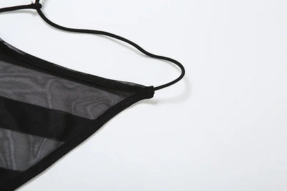 Mesh See Through Sexy Halter Split Dress - Empire P.E