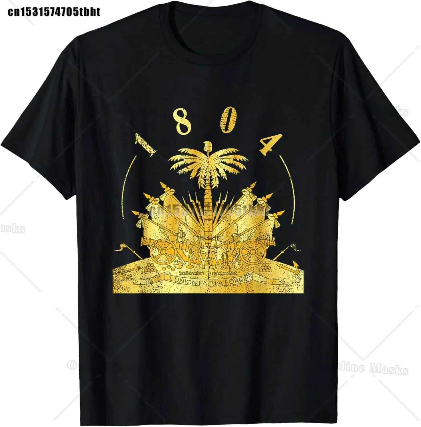 Haitian Coat of Arms Haiti Emblem Symbol Vintage T Shirts Cotton Streetwear Short Sleeve Birthday Gifts Summer Mens Clothing - Empire P.E